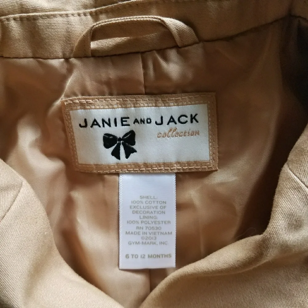 NWOT | Janie and Jack | 6-12 M | Khaki Trench Coar